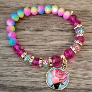 3/30❤️Mexican Loteria "La Rosa" Beaded Stackable Bracelet New